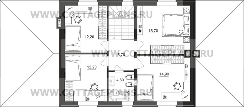 Поэтажные планы проект дома 74-44 общ. площадь 149,70 м2