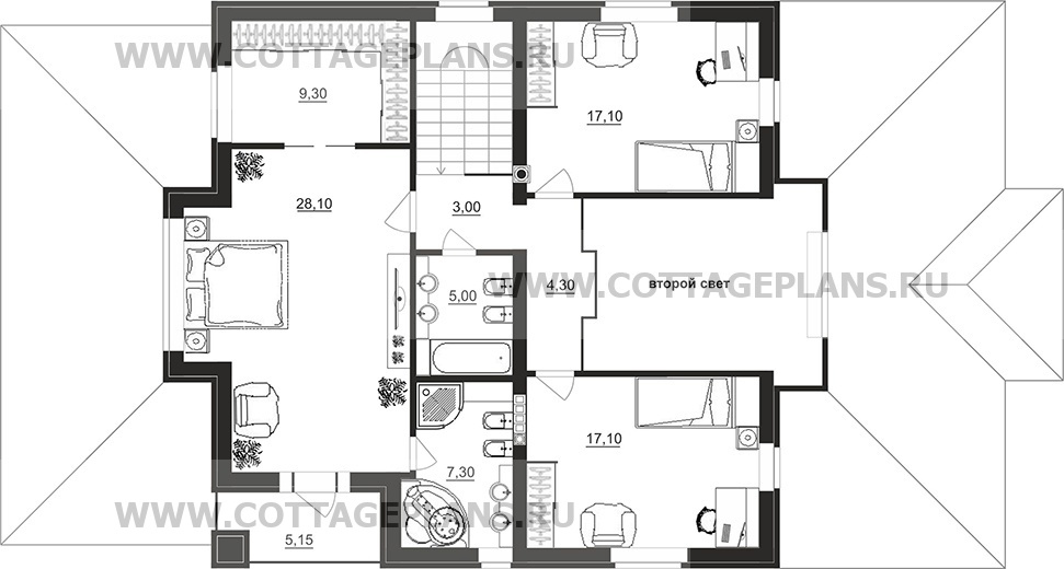 Поэтажные планы проект дома 77-26 общ. площадь 229,00 м2