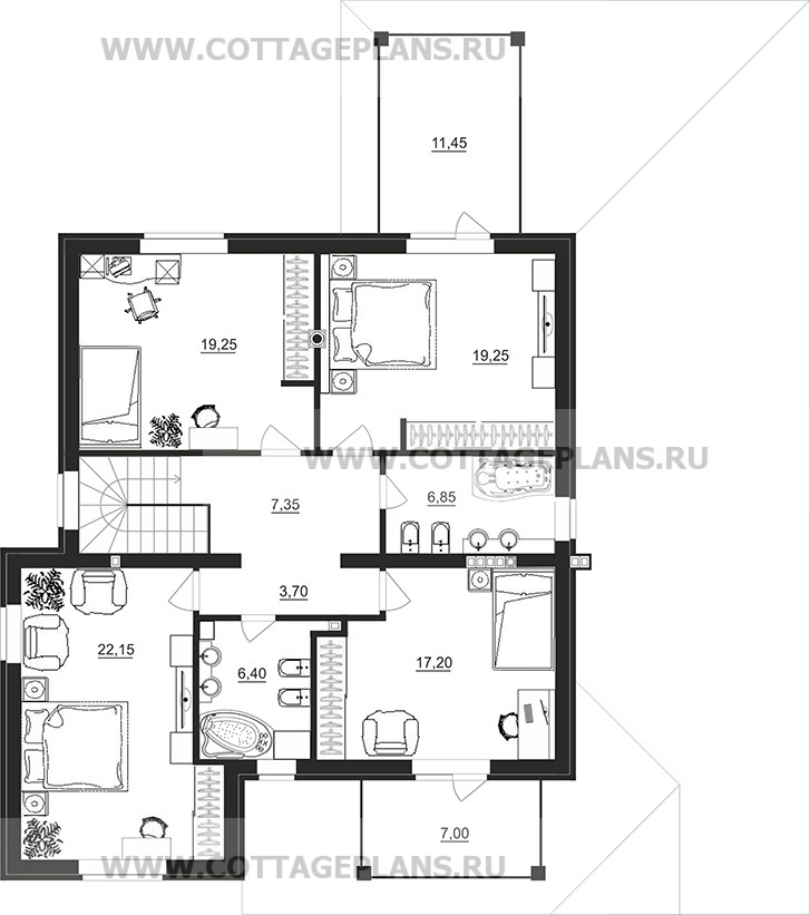 Поэтажные планы проект дома 14-25 общ. площадь 244,90 м2