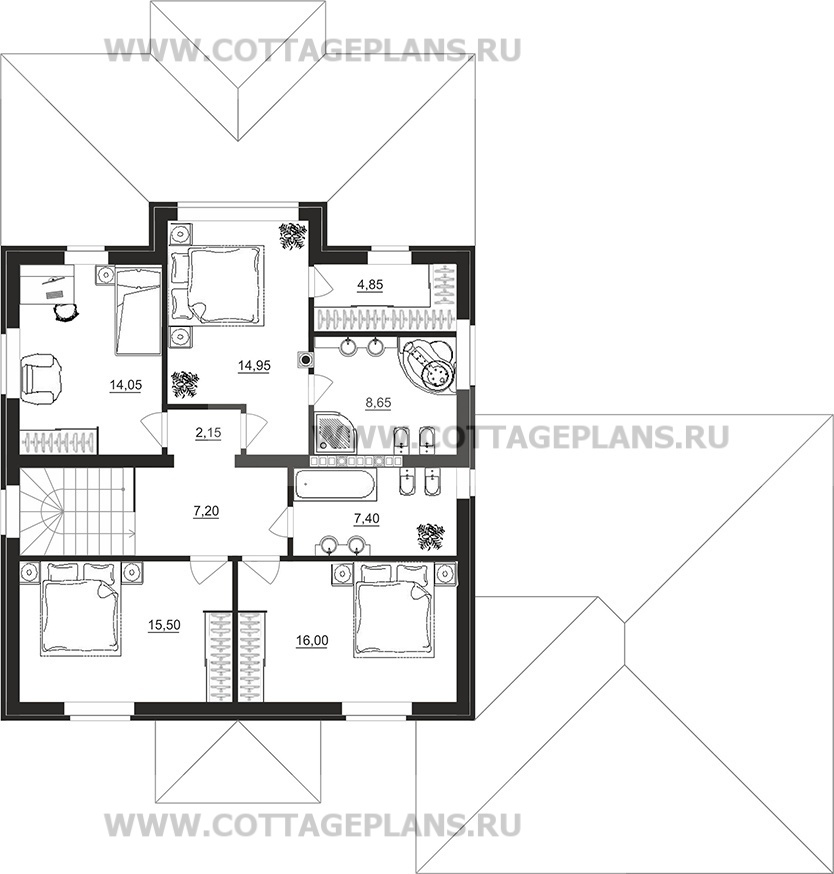 Поэтажные планы проект дома 93-76 общ. площадь 321,45м2