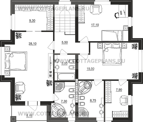 Поэтажные планы проект дома 93-87 общ. площадь 300,85 м2