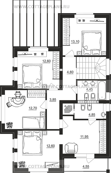 Поэтажные планы проект дома 78-49 общ. площадь 248,00 м2