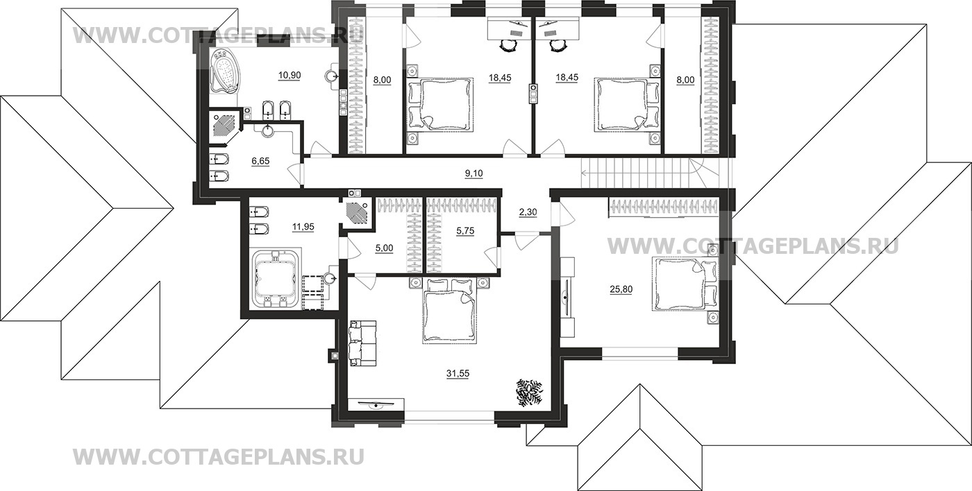 Поэтажные планы проект дома 204-46 общ. площадь 412,00 м2
