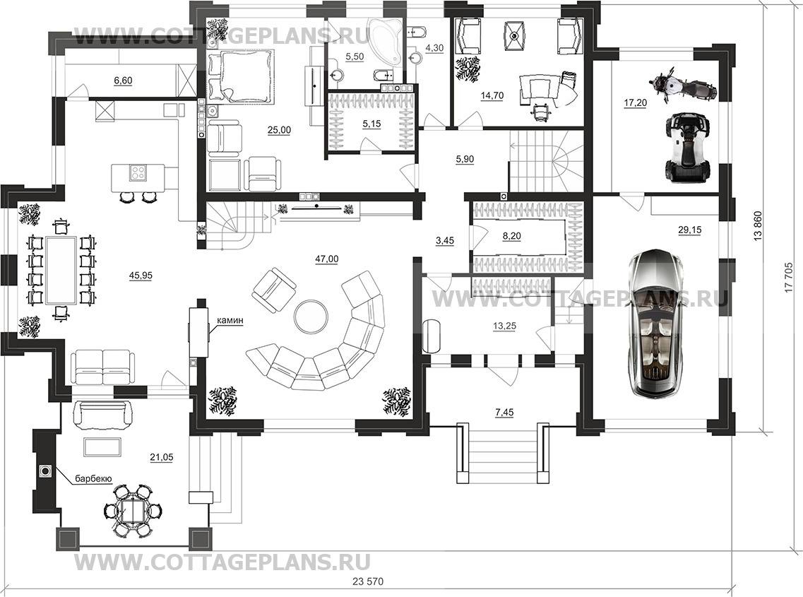 Поэтажные планы проект дома 203-38 общ. площадь 535,25 м2