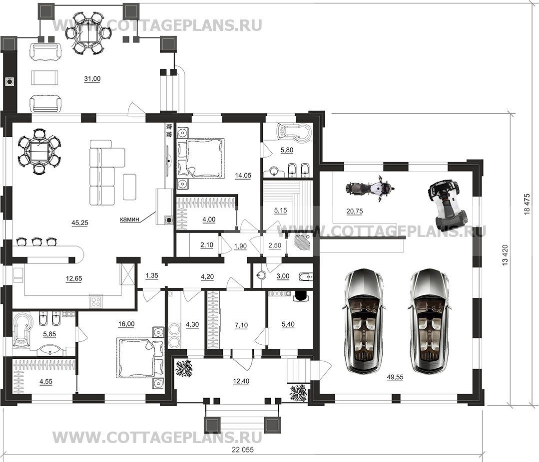 Поэтажные планы проект дома 07-75 общ. площадь 214,75 м2
