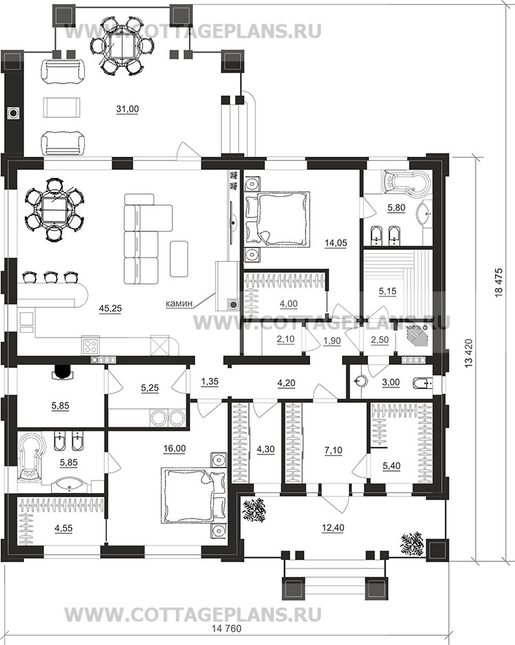 Поэтажные планы проект дома 27-66 общ. площадь 144,35 м2
