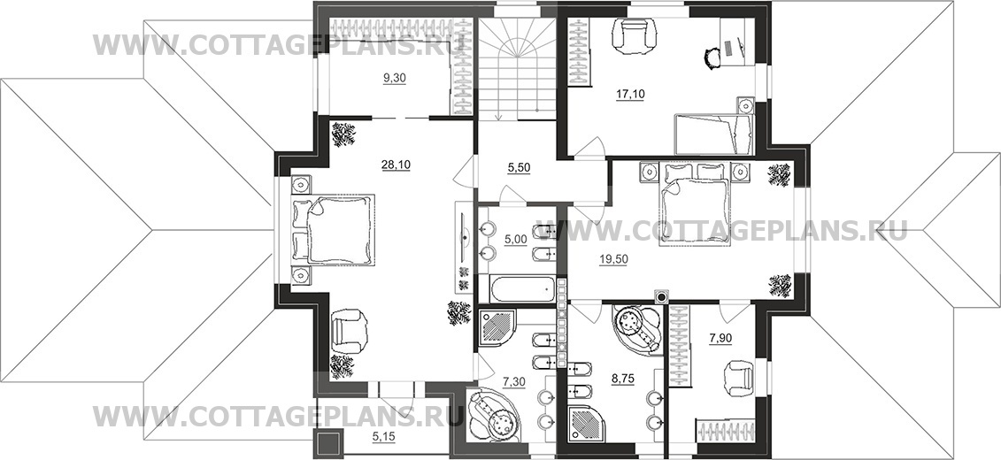 Поэтажные планы проект дома 71-92 общ. площадь 373,40 м2