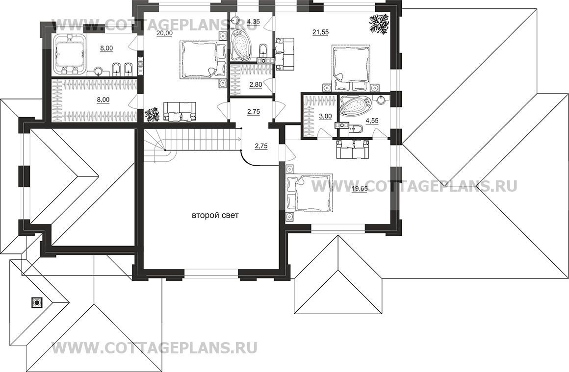 Поэтажные планы проект дома 102-43 общ. площадь 274,7 м2