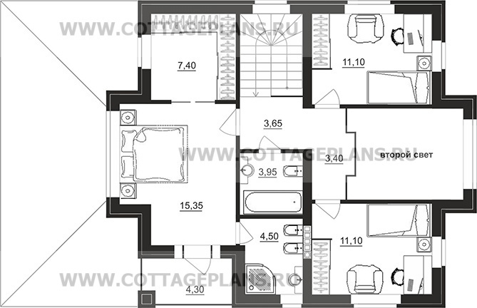 Поэтажные планы проект дома 75-64 общ. площадь 149,30 м2