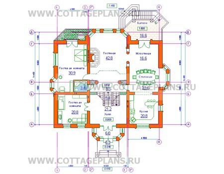 Поэтажные планы проект дома 34-11 общ. площадь 563,6м2