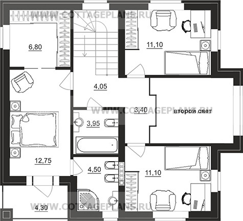 Поэтажные планы проект дома 76-52 общ. площадь 178,40 м2