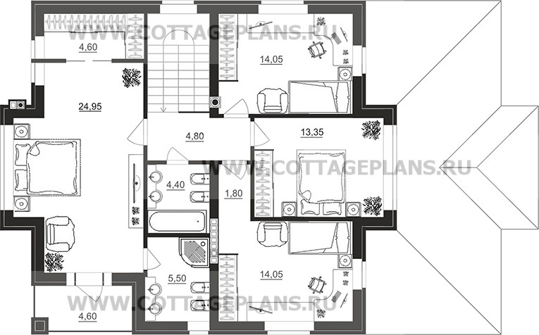 Поэтажные планы проект дома 101-48 общ. площадь 268,95 м2
