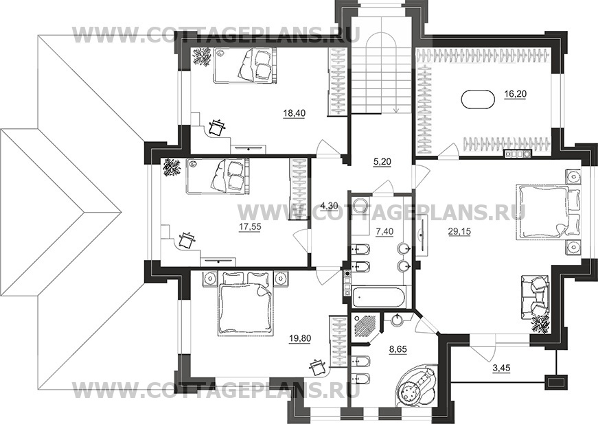Поэтажные планы проект дома 100-80 общ. площадь 257,90 м2