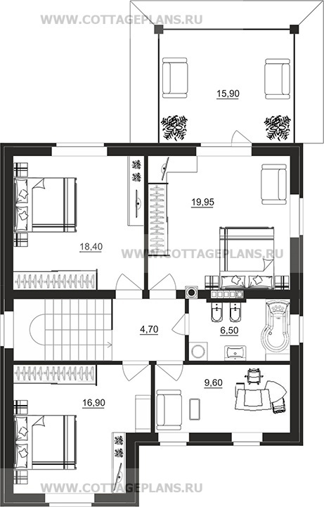 Поэтажные планы проект дома 106-27 общ. площадь 155,30 м2