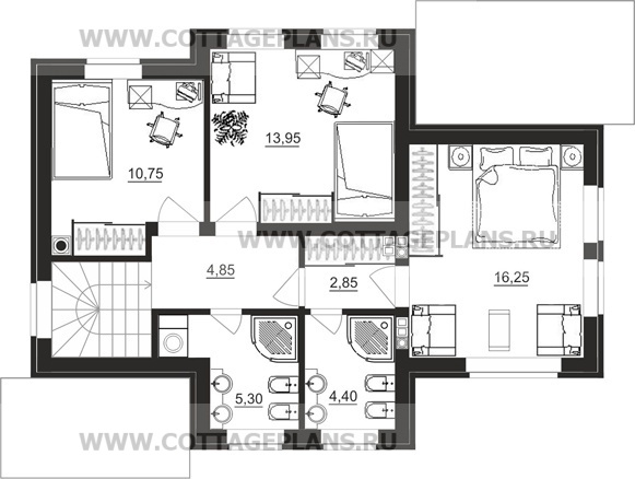 Поэтажные планы проект дома 14-32 общ. площадь 118,55 м2