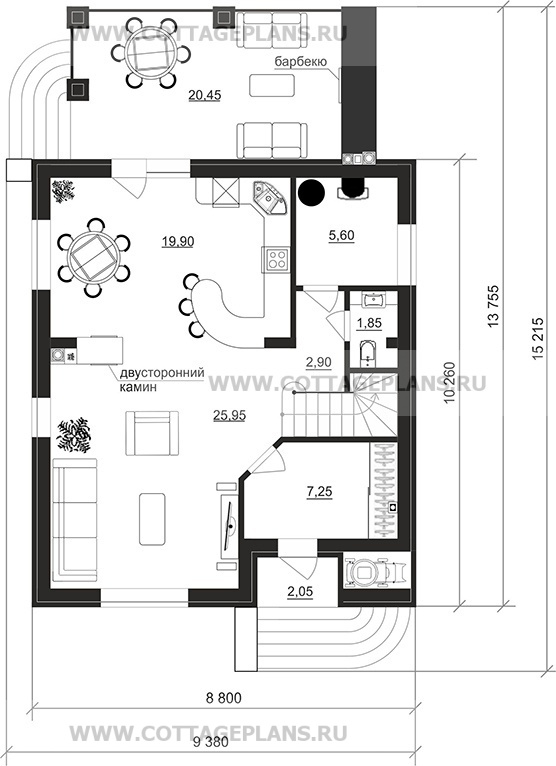 Поэтажные планы проект дома 204-80 общ. площадь 128,75 м2