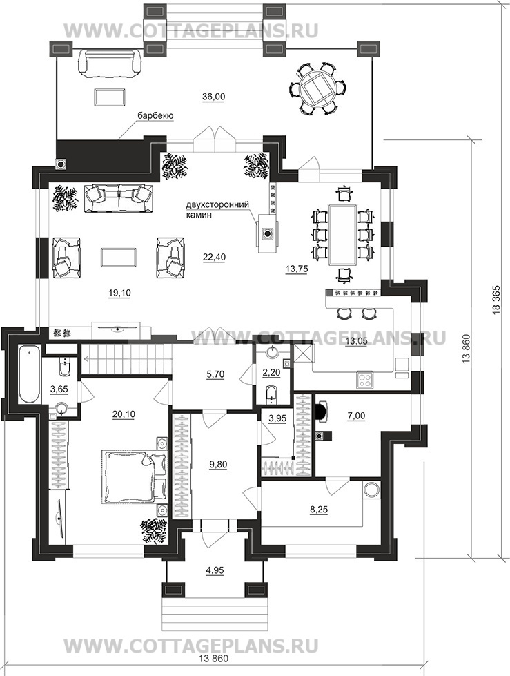 Поэтажные планы проект дома 200-77 общ. площадь 264,40 м2