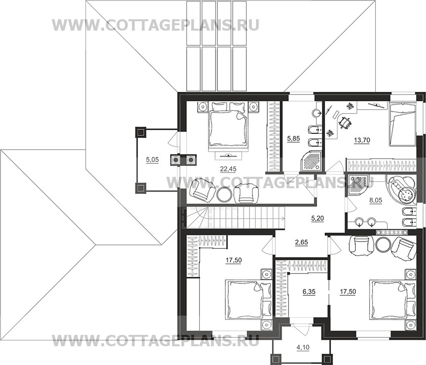 Поэтажные планы проект дома 75-20 общ. площадь 260,40 м2