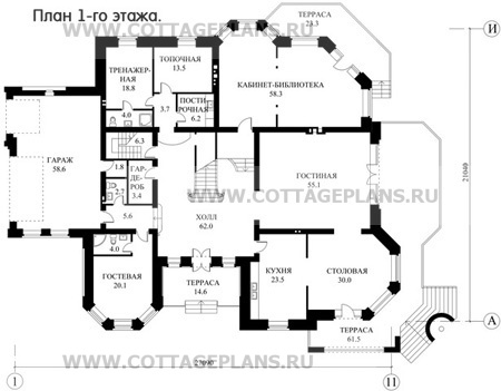 Поэтажные планы проект дома 47-46 общ. площадь 886,3 м2