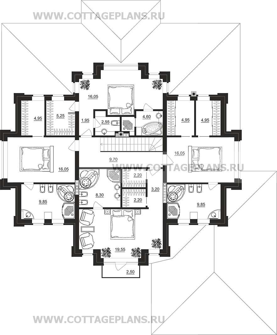 Поэтажные планы проект дома 103-20 общ. площадь 453,25 м2