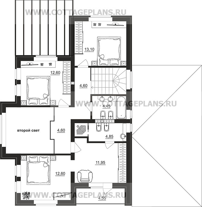 Поэтажные планы проект дома 98-61 общ. площадь 271,25 м2