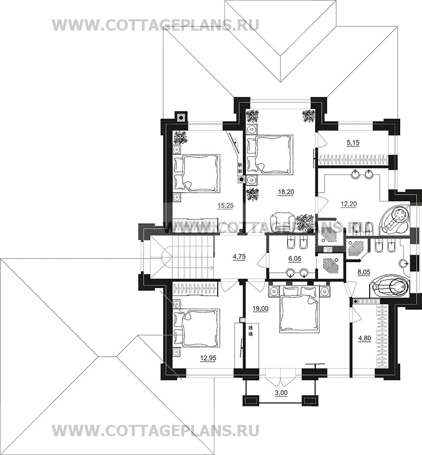 Поэтажные планы проект дома 100-94 общ. площадь 263,45 м2