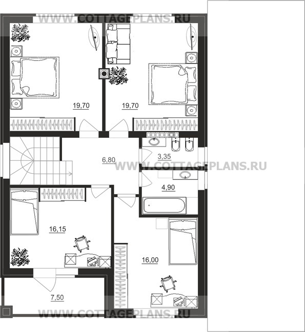 Поэтажные планы проект дома 22-57 общ. площадь 202,90 м2