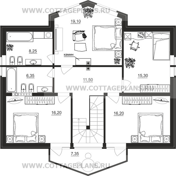 Поэтажные планы проект дома 14-66 общ. площадь 267,90 м2