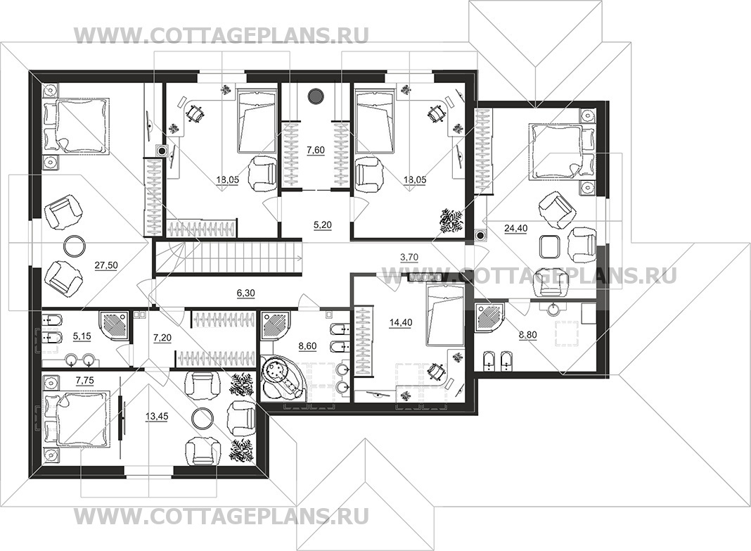 Поэтажные планы проект дома 95-60 общ. площадь 319,50 м2