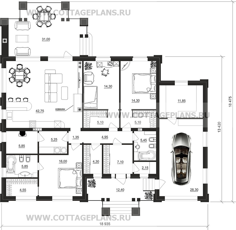 Поэтажные планы проект дома 07-72 общ. площадь 184,60 м2