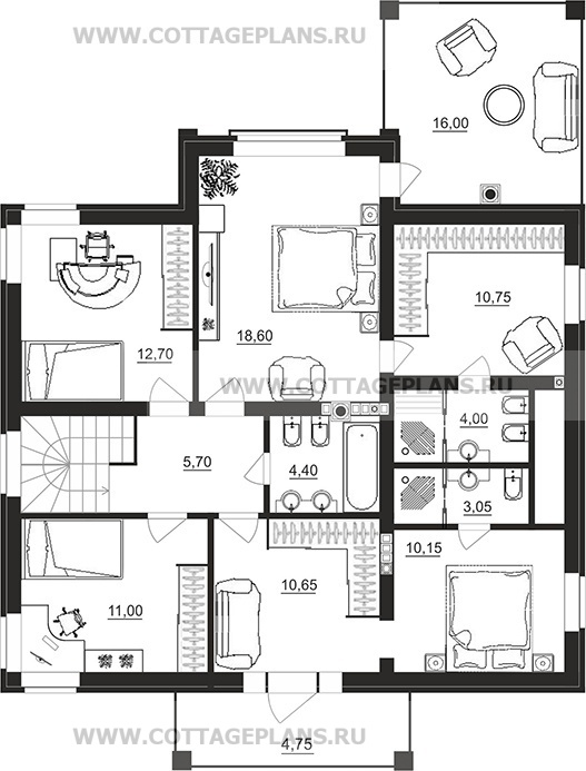 Поэтажные планы проект дома 96-43 общ. площадь 270,75 м2