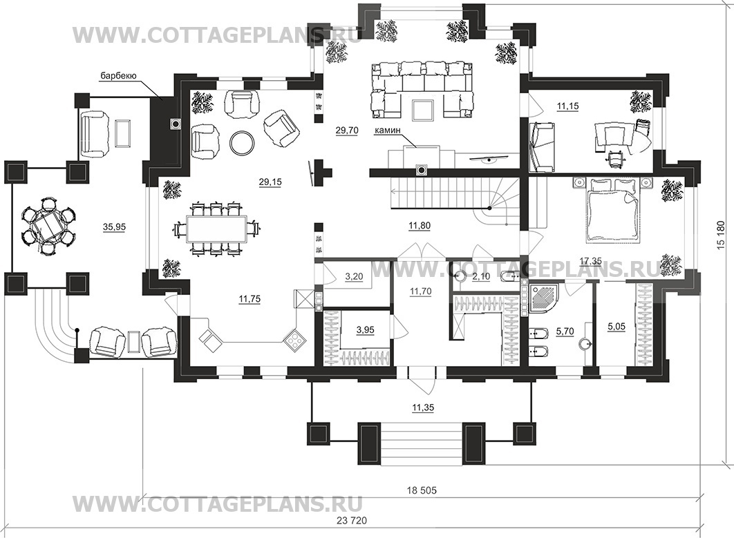 Поэтажные планы проект дома 103-24 общ. площадь 446,00 м2