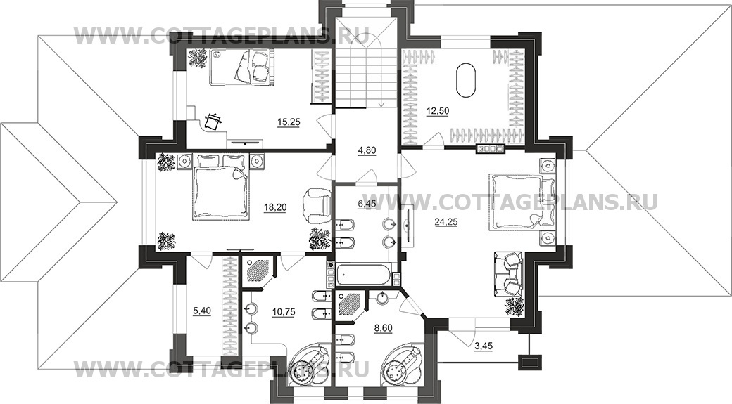 Поэтажные планы проект дома 200-88 общ. площадь 242,50 м2