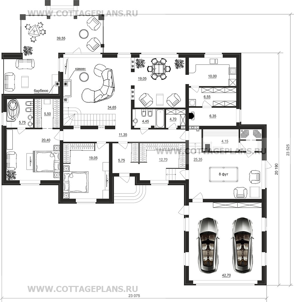 Поэтажные планы проект дома 95-36 общ. площадь 348,55 м2