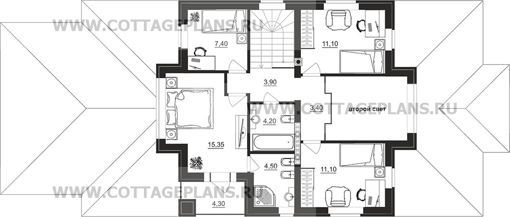 Поэтажные планы проект дома 98-21 общ. площадь 252,40 м2