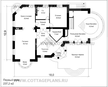 Поэтажные планы проект дома 35-87 общ. площадь 594,0м2