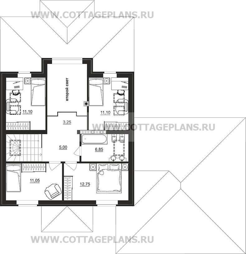 Поэтажные планы проект дома 201-11 общ. площадь 257,55 м2
