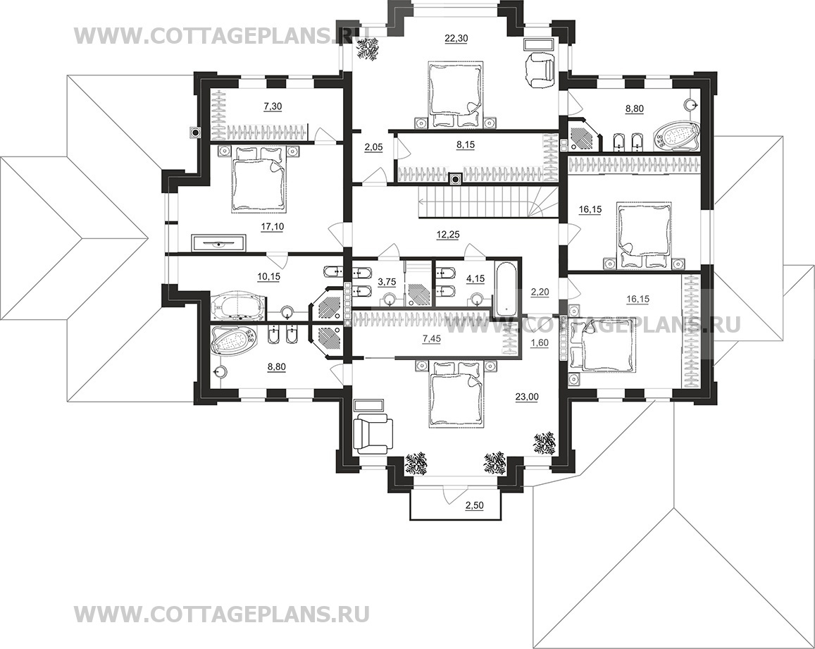Поэтажные планы проект дома 103-28 общ. площадь 544,95 м2