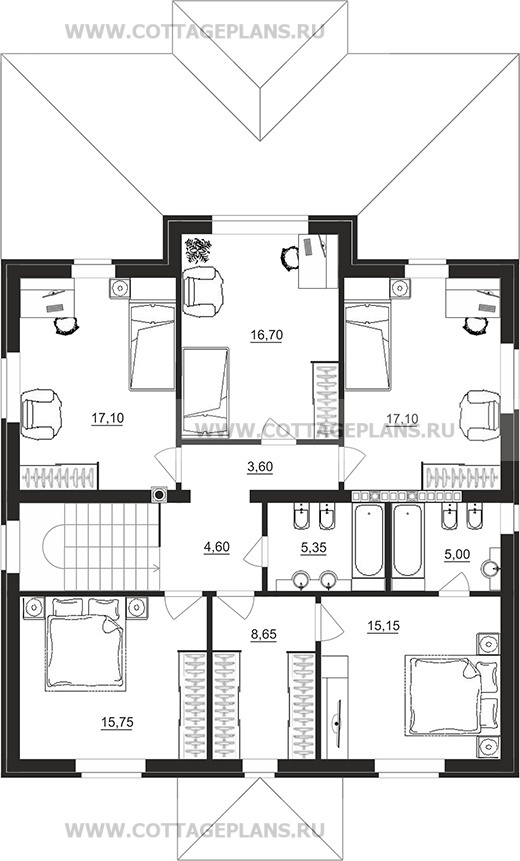 Поэтажные планы проект дома 93-58 общ. площадь 321,10 м2