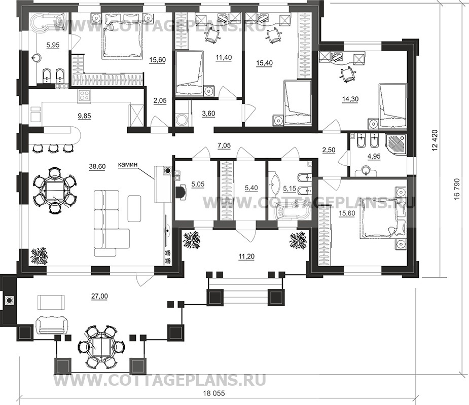 Поэтажные планы проект дома 902-48 общ. площадь 160,30 м2