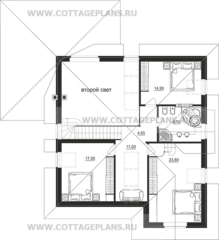 Поэтажные планы проект дома 95-75 общ. площадь 183,85 м2
