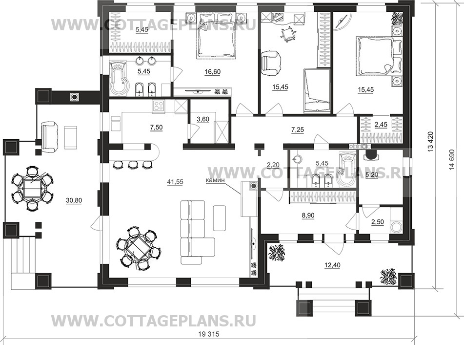 Поэтажные планы проект дома 900-13 общ. площадь 144,45 м2