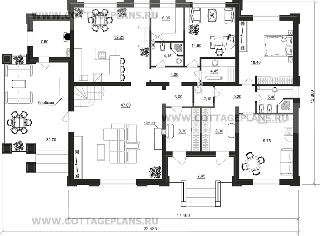 Поэтажные планы проект дома 206-08 общ. площадь 324,70 м2