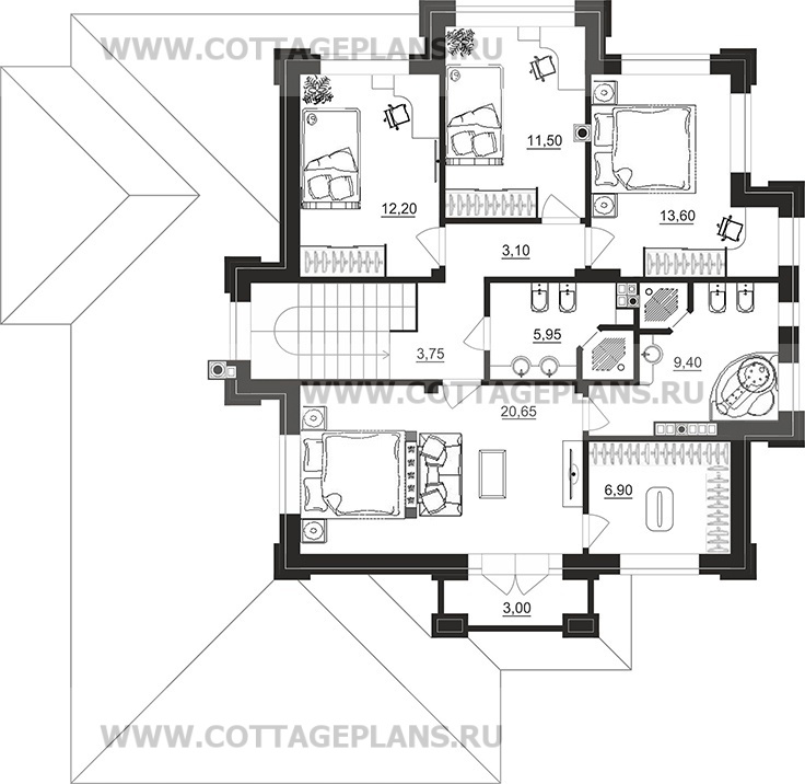 Поэтажные планы проект дома 103-03 общ. площадь 321,35 м2