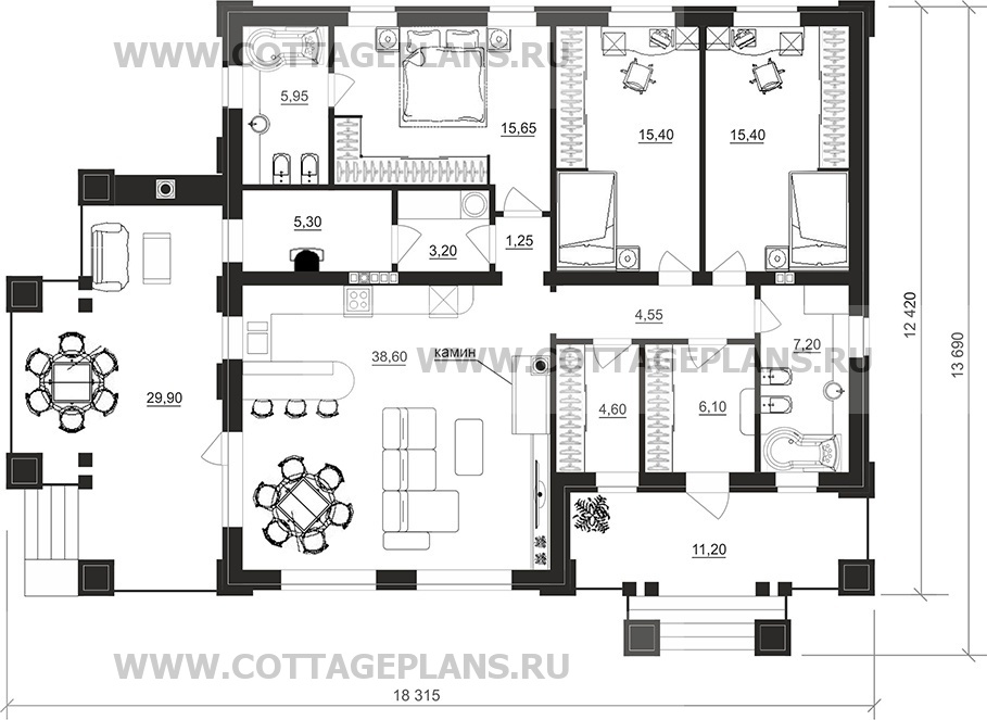 Поэтажные планы проект дома 700-12 общ. площадь 122,90 м2