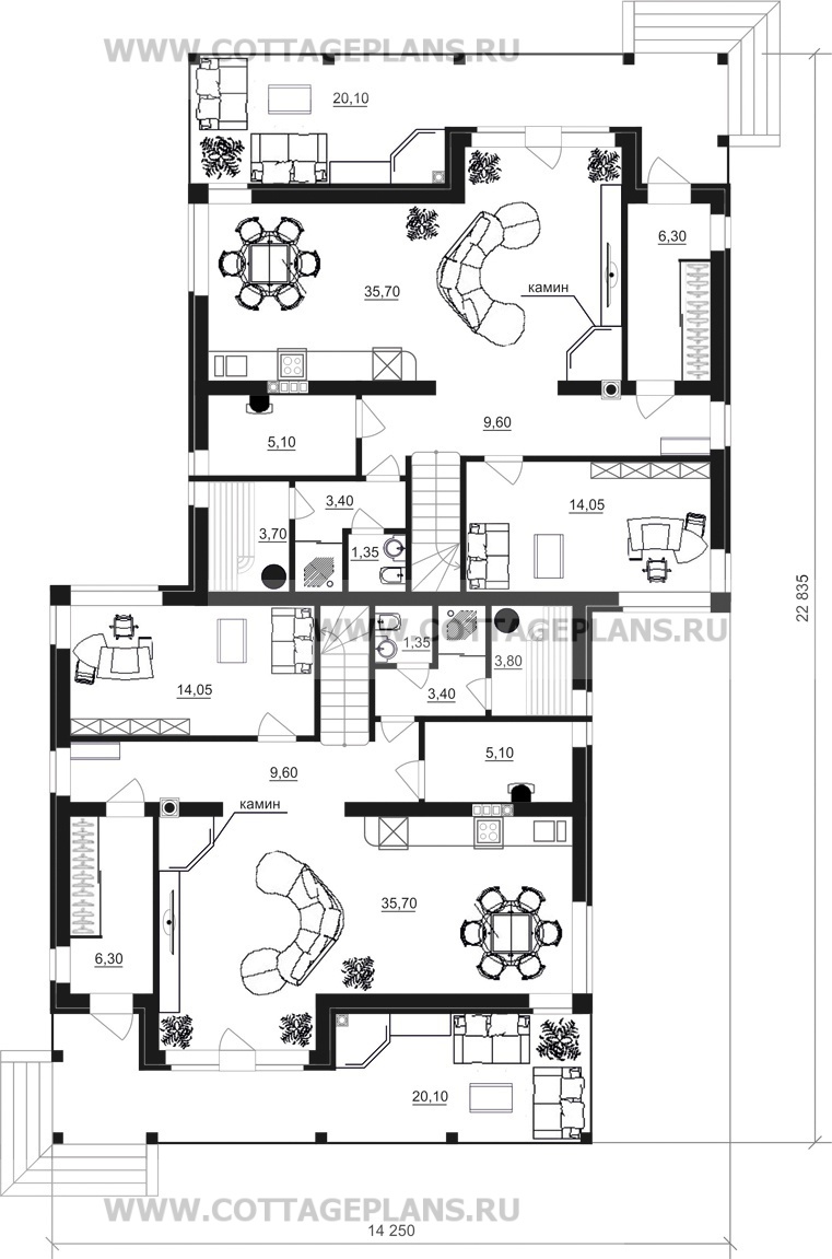 Поэтажные планы проект дома 86-01 общ. площадь 314,80 м2