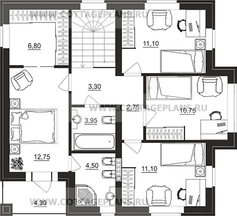 Поэтажные планы проект дома 95-03 общ. площадь 127,05 м2