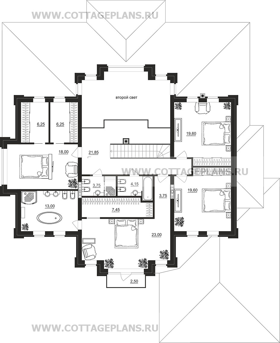 Поэтажные планы проект дома 200-31 общ. площадь 363,80 м2