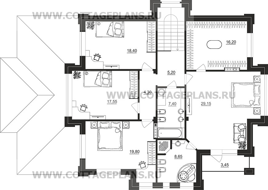 Поэтажные планы проект дома 201-80 общ. площадь 374,00 м2
