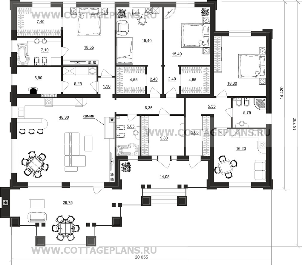 Поэтажные планы проект дома 902-56 общ. площадь 212,30 м2
